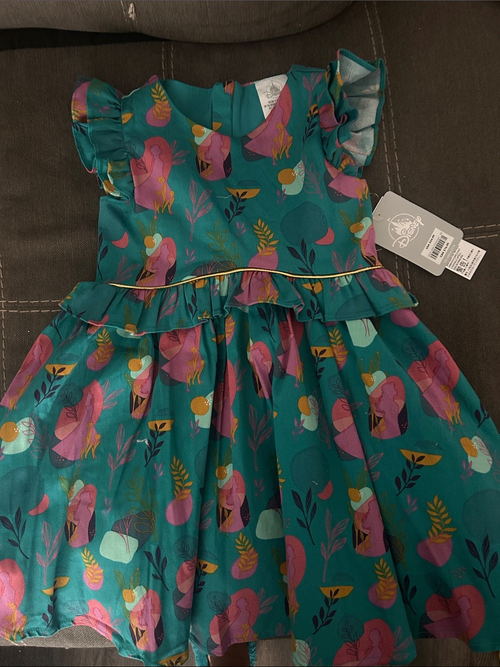 Disney Teal Dress with Pink & Yellow Floral Print
